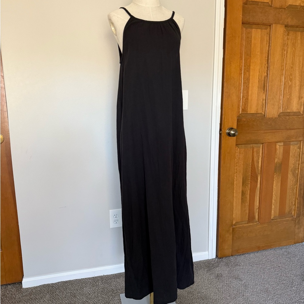 NWT Quince black gauzy cotton maxi dress, summer sundress, women’s size small